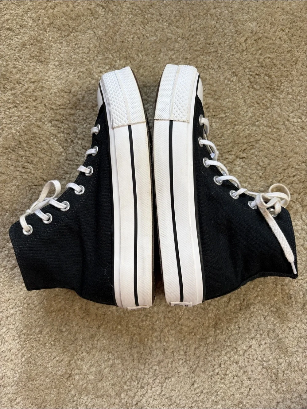 Converse Black and White High-Top Platform Sneakers - Picture 3 of 7